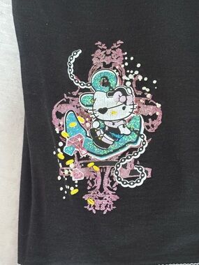 Youth Y2K Hello Kitty Sanrio Black 100% Cotton Capris Lounge Pants Size XL